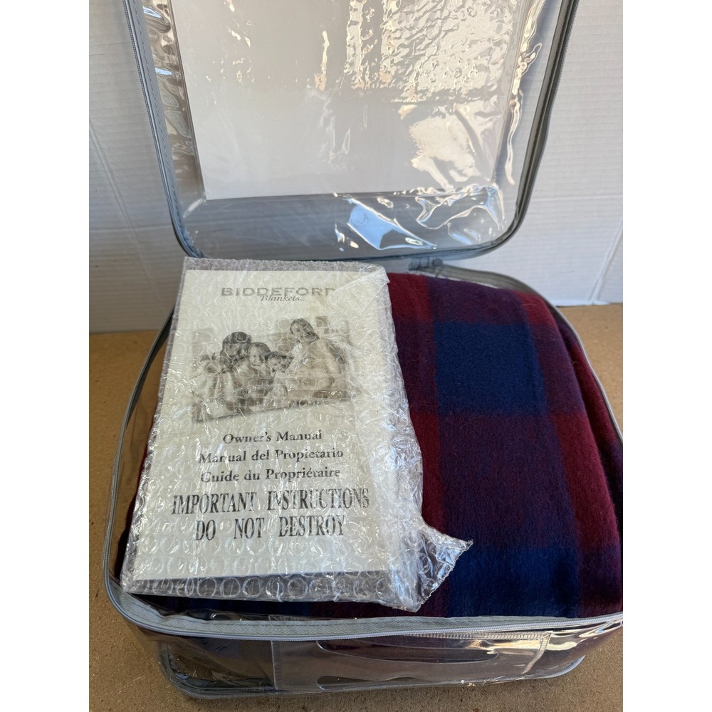 Sealy Delightful Moments Navy Plaid Electric Warming Blanket Throw 50x62 EUC - Picture 4 of 6